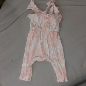 Jessica Simpson Pink Palm Leaf Romper 3/6M